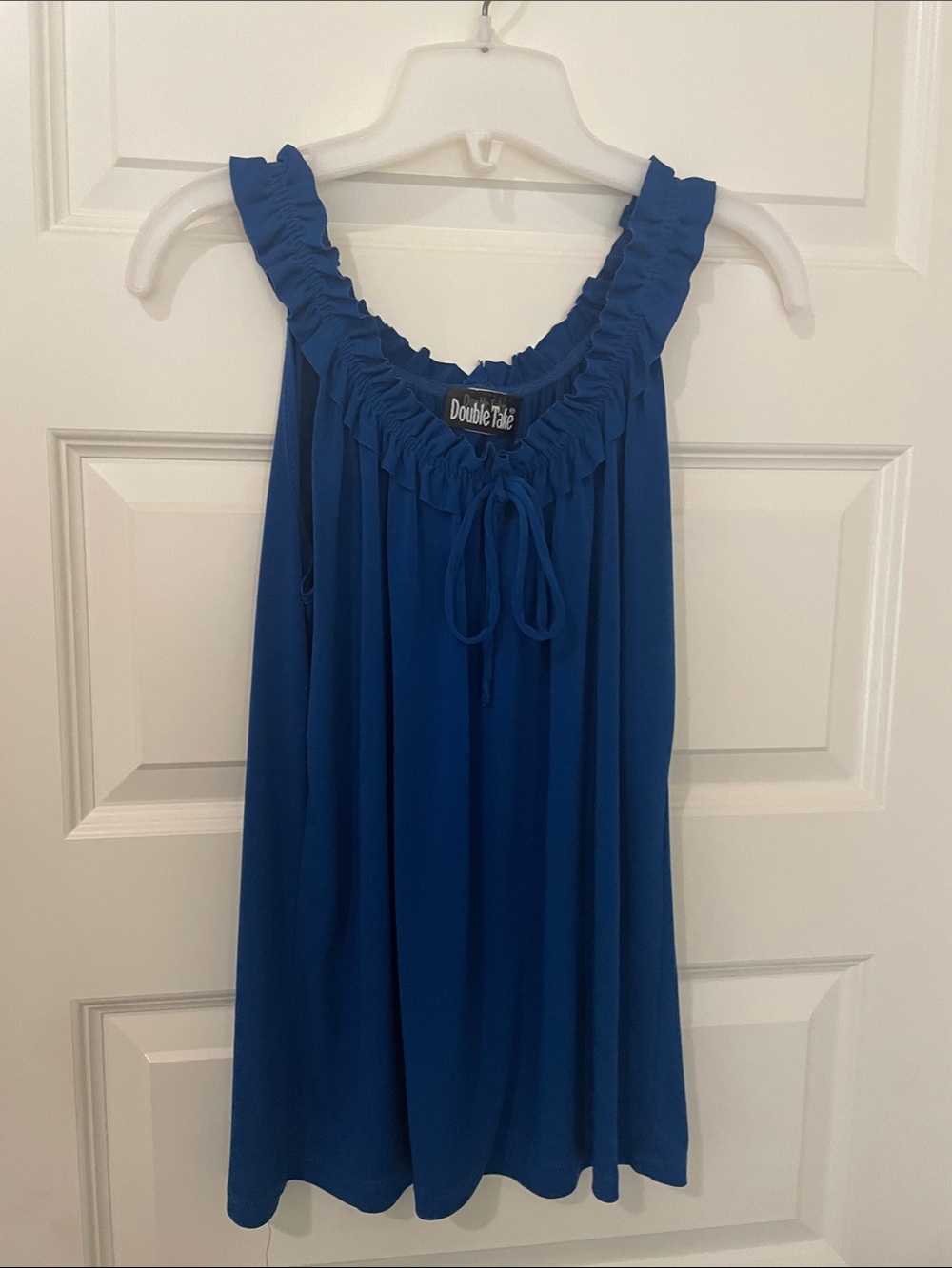 Double Take Royal Blue Ruffle-Neck Tank